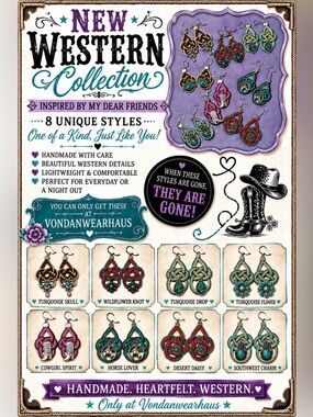 Hand Crafted Western Earrings - Handmade